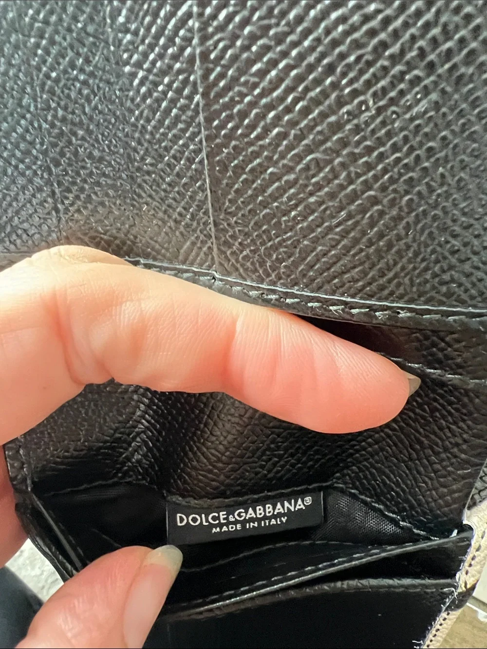 Dolce & Gabbana Black and Cream Diagonal Stripe Card Holder